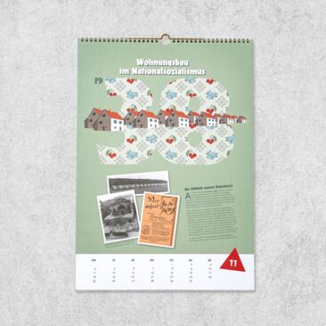WOBAK 100 Jahre Wandkalender - Kalenderblatt November mit dem Thema "Wohnungsbau im Nationalsozialismus" im Jahr 1938