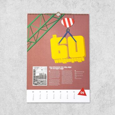 WOBAK 100 Jahre Wandkalender - Kalenderblatt September mit dem Thema "Wohnungsnot" im Jahr 1960